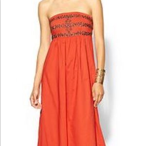 Sabine strapless maxi dress-burnt red.